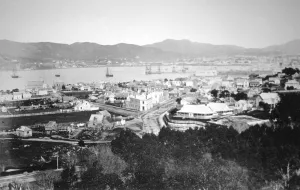 Lambton Harbour and Queens Wharf, Wellington, New Zealand, 1870. Artist: James Bragge