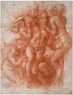 Black Chalk And Sanguine On Paper Gallery: Lamentation, ca 1530. Artist: Buonarroti, Michelangelo (1475-1564)