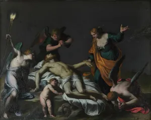 Lamentation over the Dead Christ with Mary Magdalene and angels. Creator: Turchi, Alessandro (1578-1649)