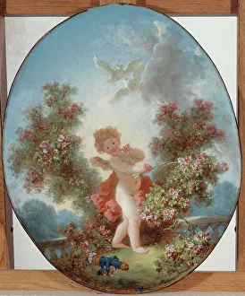 Bushes Prints: L'Amour en sentinelle, c1780. Creator: Jean-Honore Fragonard