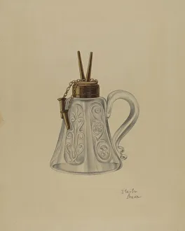Metal And Glass Prints: Lamp, c. 1940. Creator: Clayton Braun