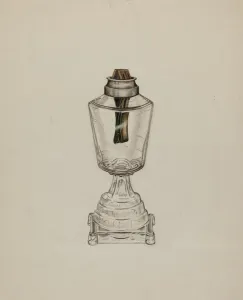 Watercolour And Graphite On Paperboard Collection: Lamp, c. 1940. Creator: Richard Taylor