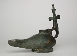 Arts Of The Ancient Med Collection: Lamp with Cross, Byzantine Period (about 4th-7th century). Creator: Unknown