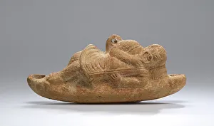 Comic Prints: Lamp in the Form of a Reclining Comic Actor, 2nd century A.D. Creator: Unknown