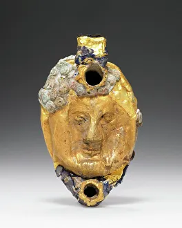 Implements Prints: Lamp with Mask overlaid with gold foil, 1st century B.C.-1st century A.D. Creator: Unknown