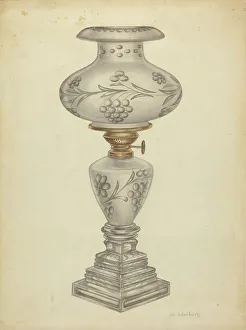 Lampshade Prints: Lamp with Shade, c. 1938. Creator: Gertrude Lemberg