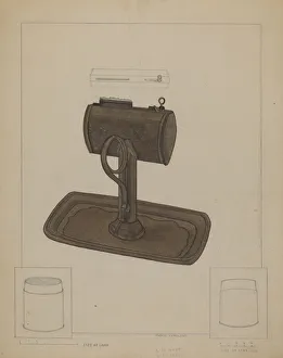 Strainer Prints: Lamp and Tallow Strainer, c. 1936. Creator: Marie Famularo