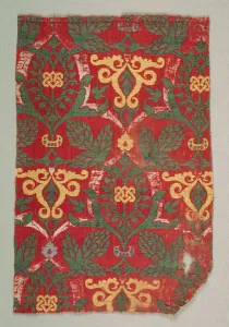 Nasrid Period Prints: Lampas with curving vine and palmette leaves, 1400s. Creator: Unknown