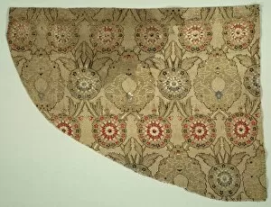 Lampas with double ogival floral pattern on checkered ground, 1550-1575. Creator: Unknown