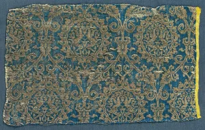Lampas with hares in ogival pattern, 1300s. Creator: Unknown