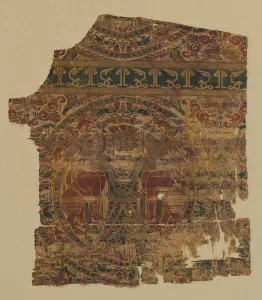 Lampas with lion strangler, from a dalmatic of Saint Bernard Calvo, 1200-1243. Creator: Unknown