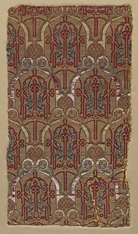 Nasrid Period Prints: Lampas with palmette arches with Alhambra wall pattern, 1300s. Creator: Unknown