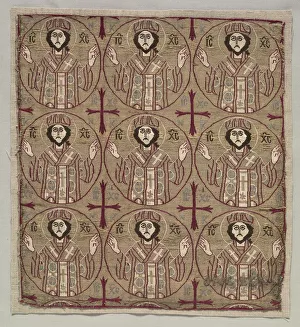 Bursa Prints: Lampas with roundels of the image of Christ in benedictory pose
