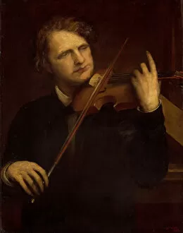 Violinist Gallery: A Lamplight Study: Herr Joachim, 1868. Creator: George Frederick Watts