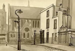 Lamppost and church, c1951. Creator: Shirley Markham
