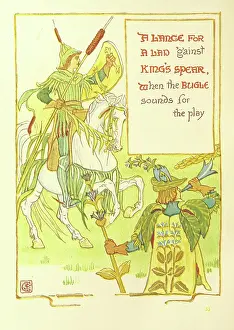 Arts Crafts Movement Prints: A Lance for A Lad gainst King's Spear, When the Bugle sounds for the play, 1899