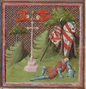 Grail Prints: Lancelot at the Chapel of the Holy Grail, 15th century. Creator: Anonymous