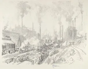 In the Land of Iron and Steel, 1916. Creator: Joseph Pennell In the Land of Iron and Steel, 1916. Creator: Joseph Pennell