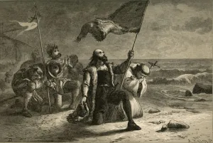 Explorers Collection: The Landing of Columbus, (1877). Creator: Albert Bobbett