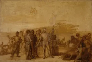 Columbus Christopher Prints: The Landing of Columbus, ca. 1840. Creator: John Vanderlyn