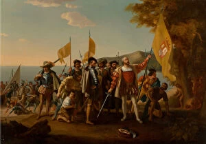 Columbus Gallery: The Landing of Columbus, Second Half of the 19th cen.. Creator: Vanderlyn, John, after (1775-1852)