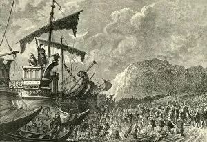 Landing of Julius Caesar in Britain, 1890. Creator: Unknown