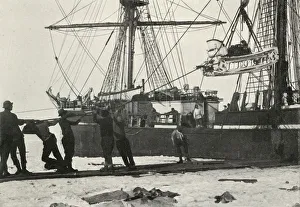Landing a Motor-Sledge, c1910–1913, (1913). Artist: Herbert Ponting Landing a Motor-Sledge, c1910–1913, (1913). Artist: Herbert Ponting