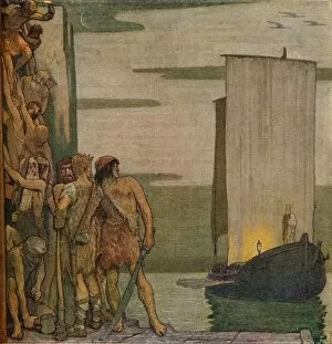 Weaponry Gallery: The Landing of Saint Patrick in Ireland, c1912, (1914). Artist: Edward Reginald Frampton