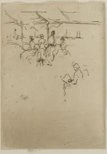 Landing Stage Prints: The Landing Stage, Cows, 1887. Creator: James Abbott McNeill Whistler