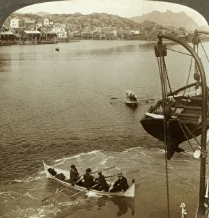 Landing from a steamer in Arctic country, Svolvaer, Lofoten Islands, N. Norway, c1905