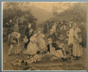 Vassal Gallery: Landowner Tea Party. Artist: Dmitriev-Orenburgsky, Nikolai Dmitrievich (1837-1898)