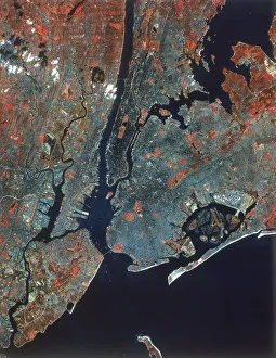 Satellite Prints: Landsat image of Manhattan, New York, USA, 1980s