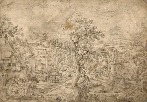 Bol Hans Prints: Landscape with Abraham and Angels, 1567. Creator: Hans Bol