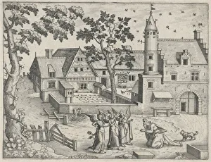 Gassel Lucas Prints: Landscape with Abraham and Three Angels, ca. 1570. ca. 1570. Creators: Anon, Lucas Gassel