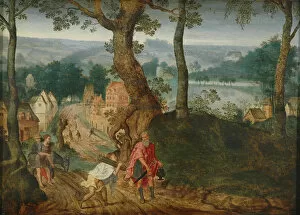 Humanity Gallery: Landscape with Abraham and Isaac, Mid of 17th century. Artist: Grimmer, Jacob (ca 1525-1590)