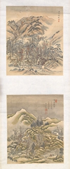 Ink On Silk Prints: Two landscape album leaves on single mount, 1817. Creator: Xue Hui