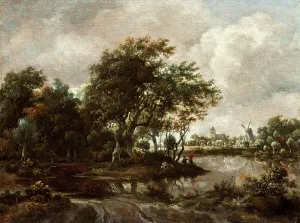 Meindert Hobbema Prints: Landscape with Anglers and a Distant Town