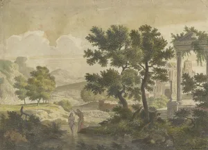 River Jordan Asia Prints: Landscape with the baptism of Christ, 1774. Creator: J.H. Wend