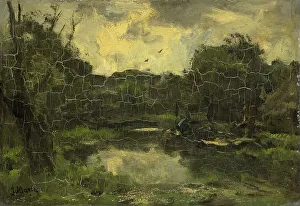 Maris Jacob Henricus Prints: Landscape with barge, c.1886. Creator: Jacob Henricus Maris