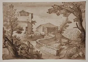 Stable Prints: Landscape with Barn and Stable, c.between 1614 and 1616. Creator: Remigio Cantagallina
