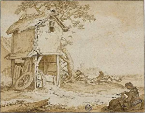 Landscape with Barnstable, Seated Woman, and Child, n.d. Creator: Esaias van de Velde