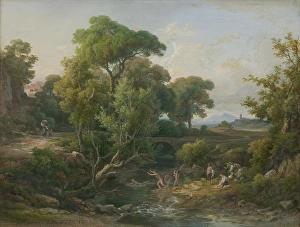 Bather Prints: Landscape with bathers, 1860. Creator: Karol Marko