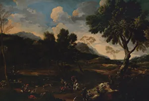Miel Prints: Landscape with a Battle between Two Rams, ca. 1640. Creator: Jan Miel