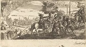 Callot Jacques Collection: Landscape with Battle Scene. Creator: Unknown