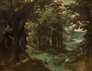 Wading Bird Prints: Landscape with Beast Fables, 1620. Creator: Adriaen van Stalbemt
