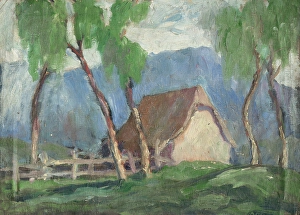 Palugyay Zolo Prints: Landscape with birches, c1929. Creator: Zolo Palugyay