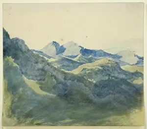 Franz Prints: Landscape with Blue Mountains, c1820-1824. Creator: Franz Theobald Horny