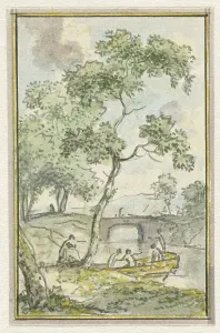Jurriaan Andriessen Prints: Landscape with a boat, 1752-1819. Creators: Juriaan Andriessen, Isaac de Moucheron