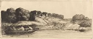 Rowing Gallery: Landscape with Boat, 1st plate (Le paysage au bateau). Creator: Alphonse Legros