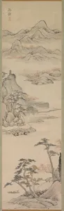 Ink And Slight Colour On Paper Prints: Landscape with Boaters, late 18th-early 19th century. Creator: Kenkado Kimura (Japanese
